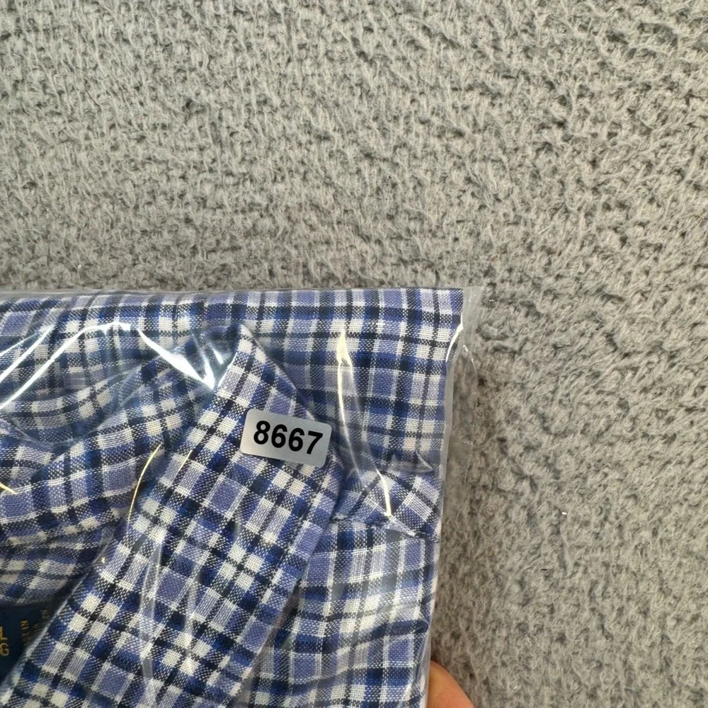 Polo Ralph Lauren Mens XXL‎ Blue White Plaid 100% Linen Button Down Shirt